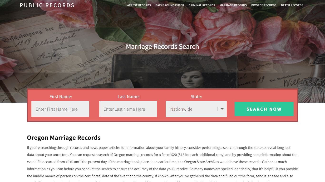 Oregon Marriage Records | Enter Name and Search. 14Days Free